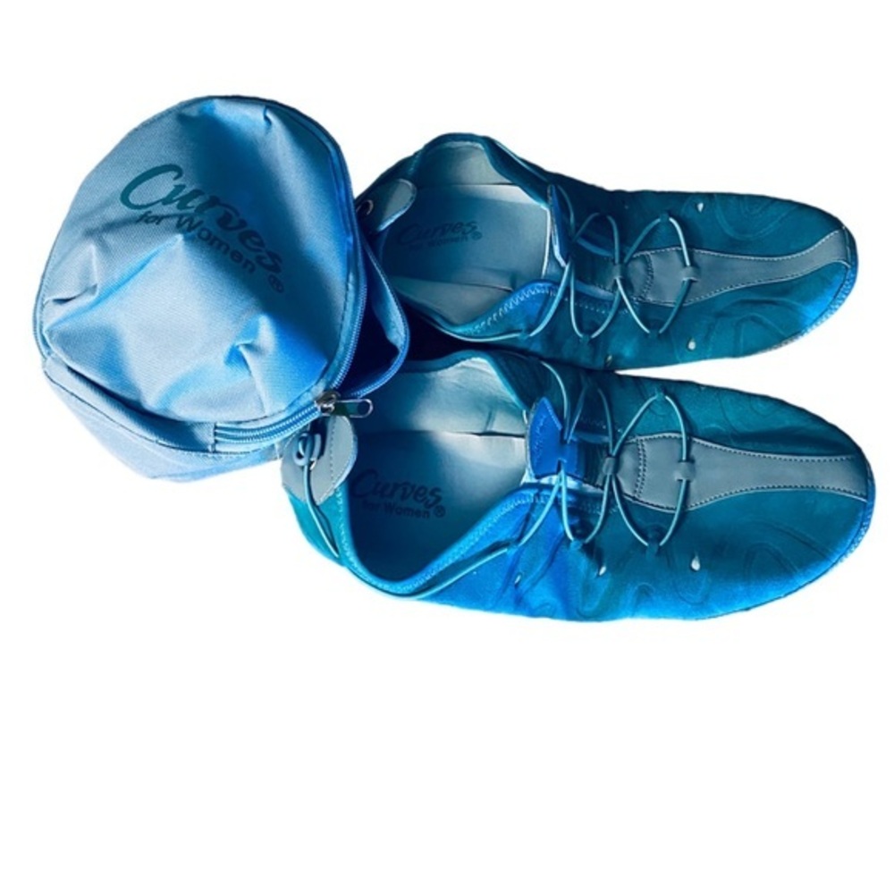 Avon Women's Curves Blue Suede Fold & Go Shoe Sz 11